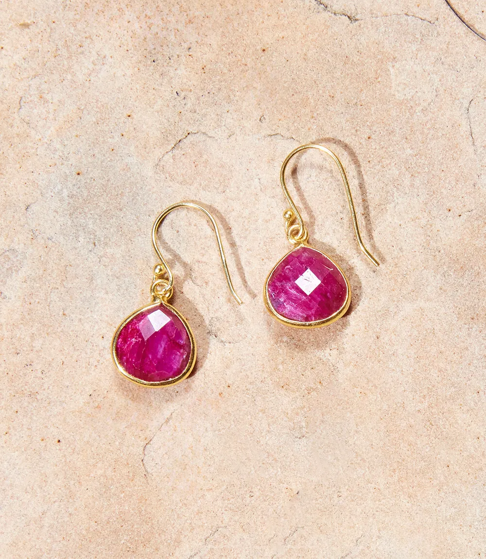 Gemstone Pear Drop Earrings