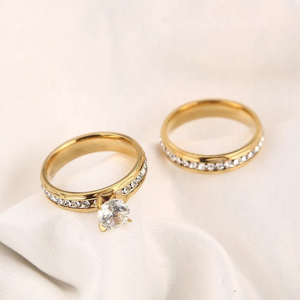 Gold Stainless Steel Engagement Ring