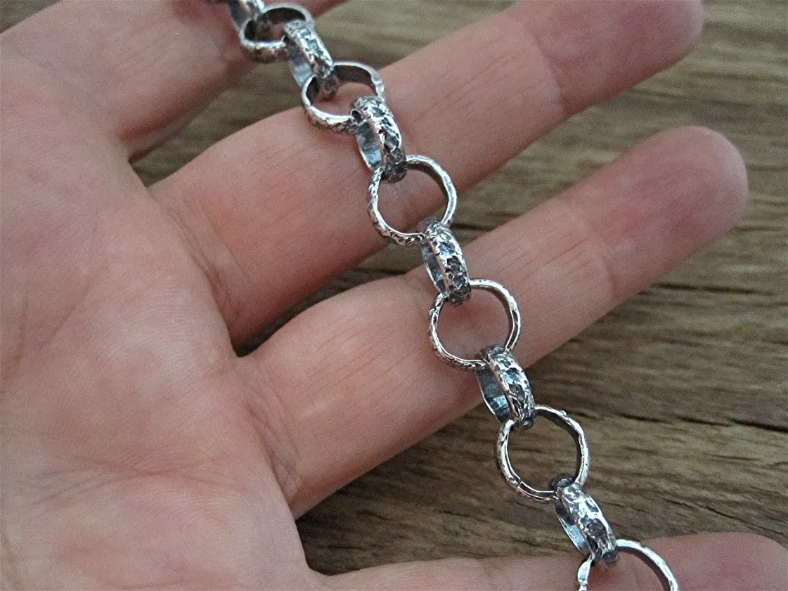Handcrafted Textured Artisan Sterling Silver Link Chain (multiple lengths available)