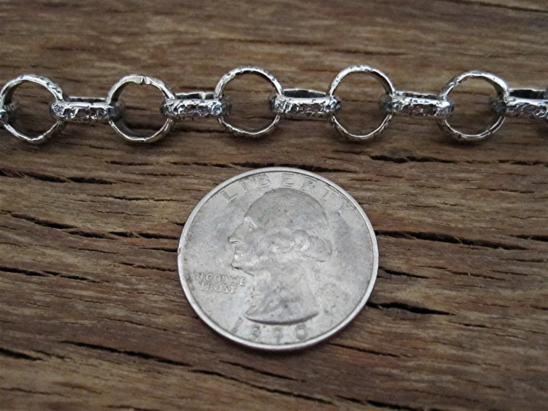 Handcrafted Textured Artisan Sterling Silver Link Chain (multiple lengths available)