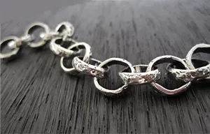 Handcrafted Textured Artisan Sterling Silver Link Chain (multiple lengths available)