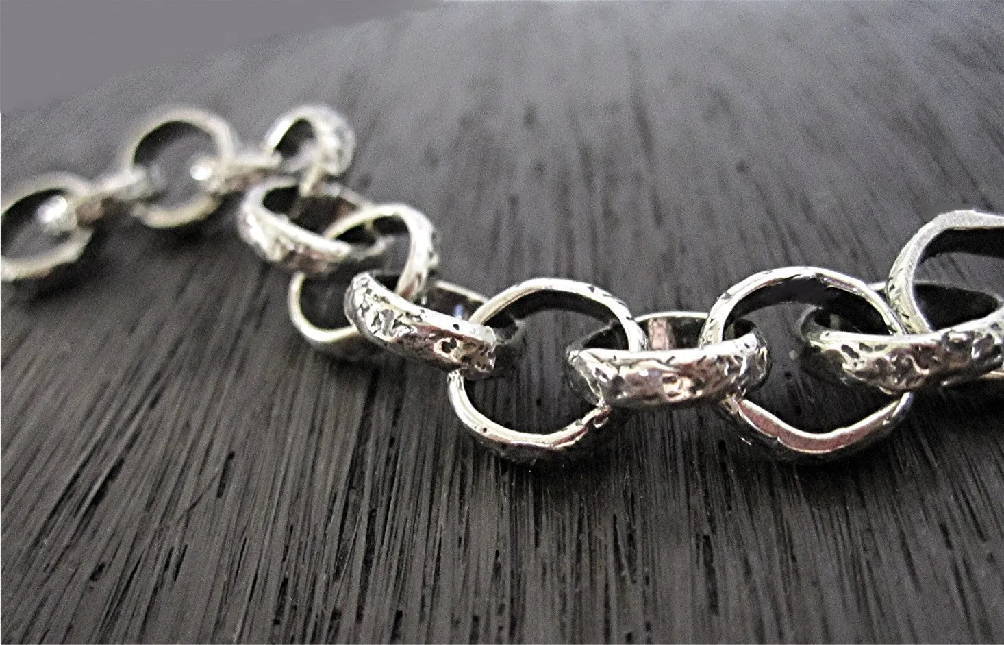 Handcrafted Textured Artisan Sterling Silver Link Chain (multiple lengths available)