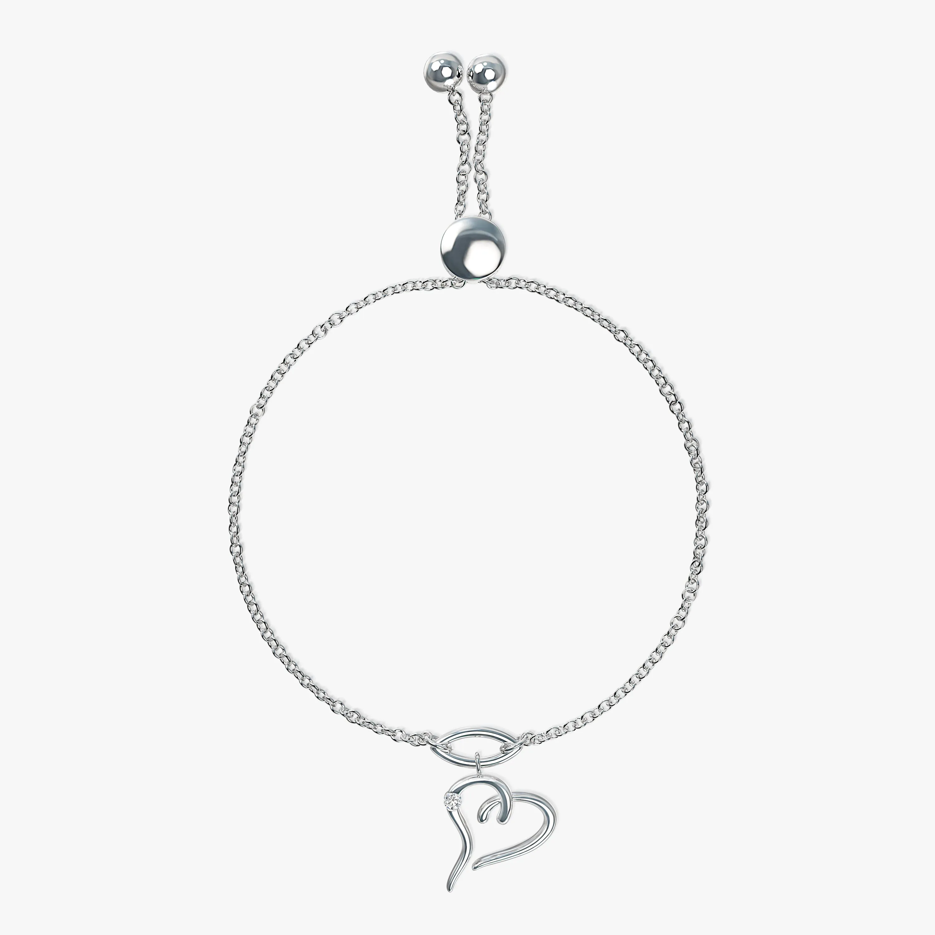 Heart Bolo Diamond Bracelet