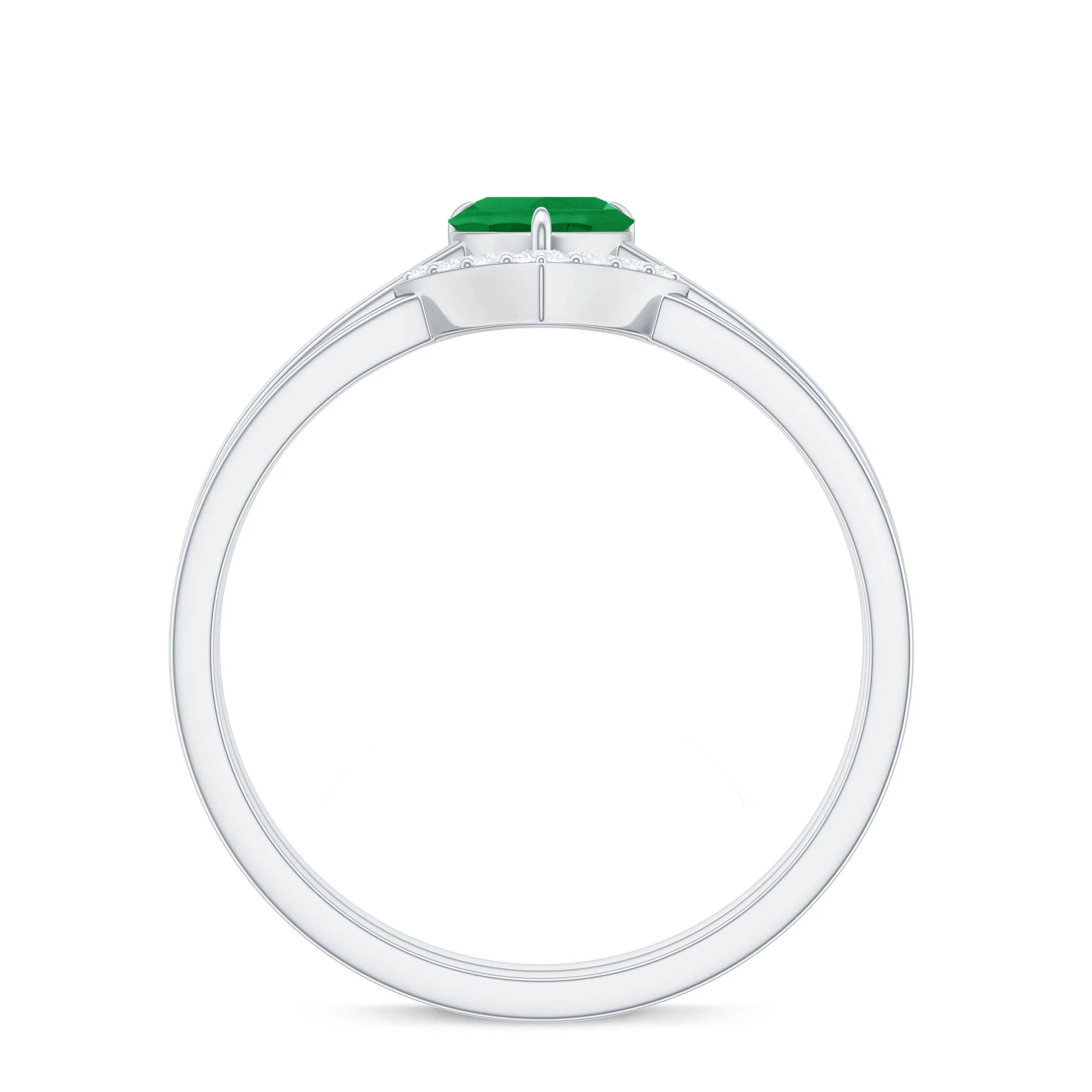 Heart Shape Emerald and Diamond Solitaire Ring Set
