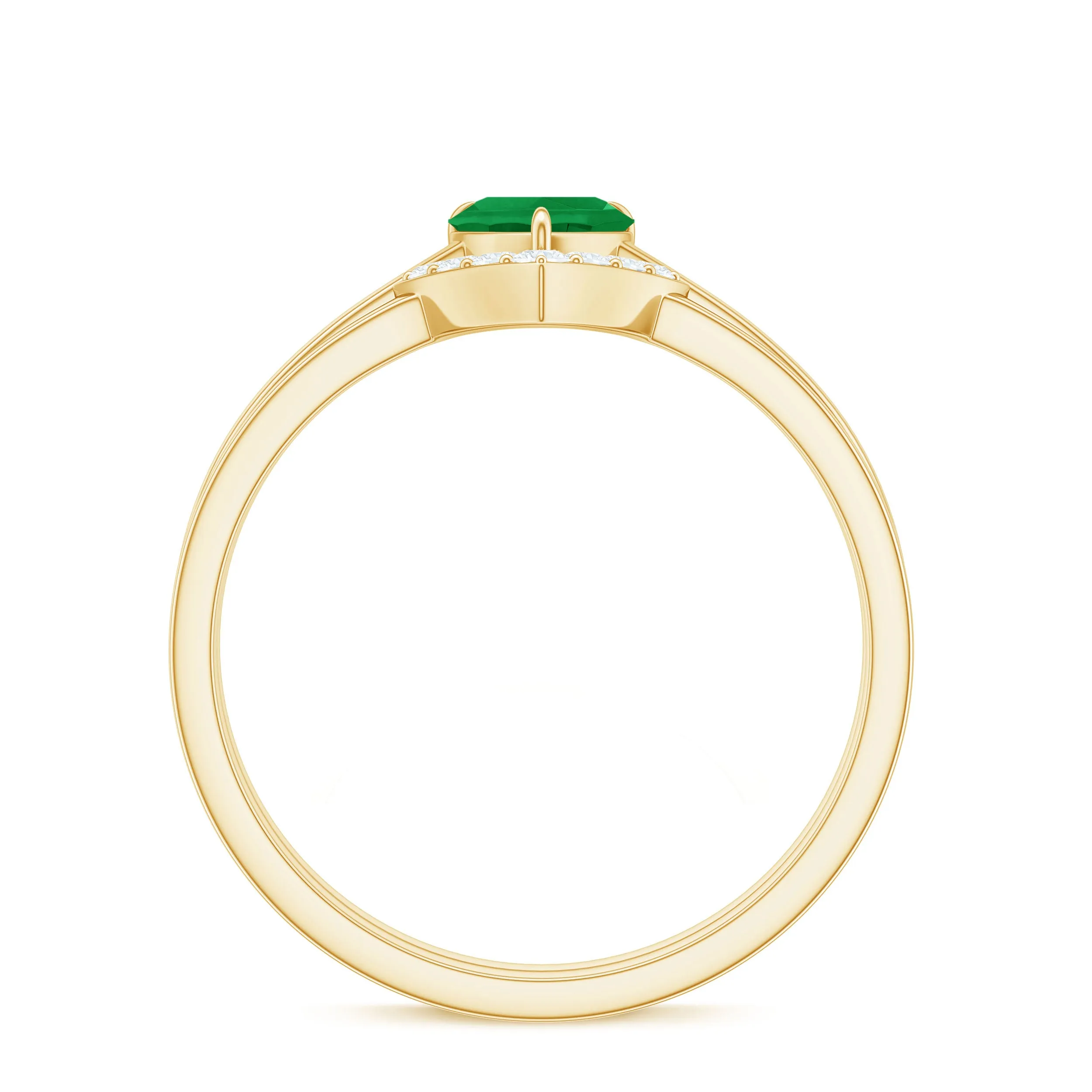 Heart Shape Emerald and Diamond Solitaire Ring Set