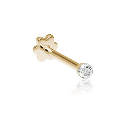 Invisible Set Diamond Threaded Stud Earring by Maria Tash in 18K Yellow Gold. Flat Stud.