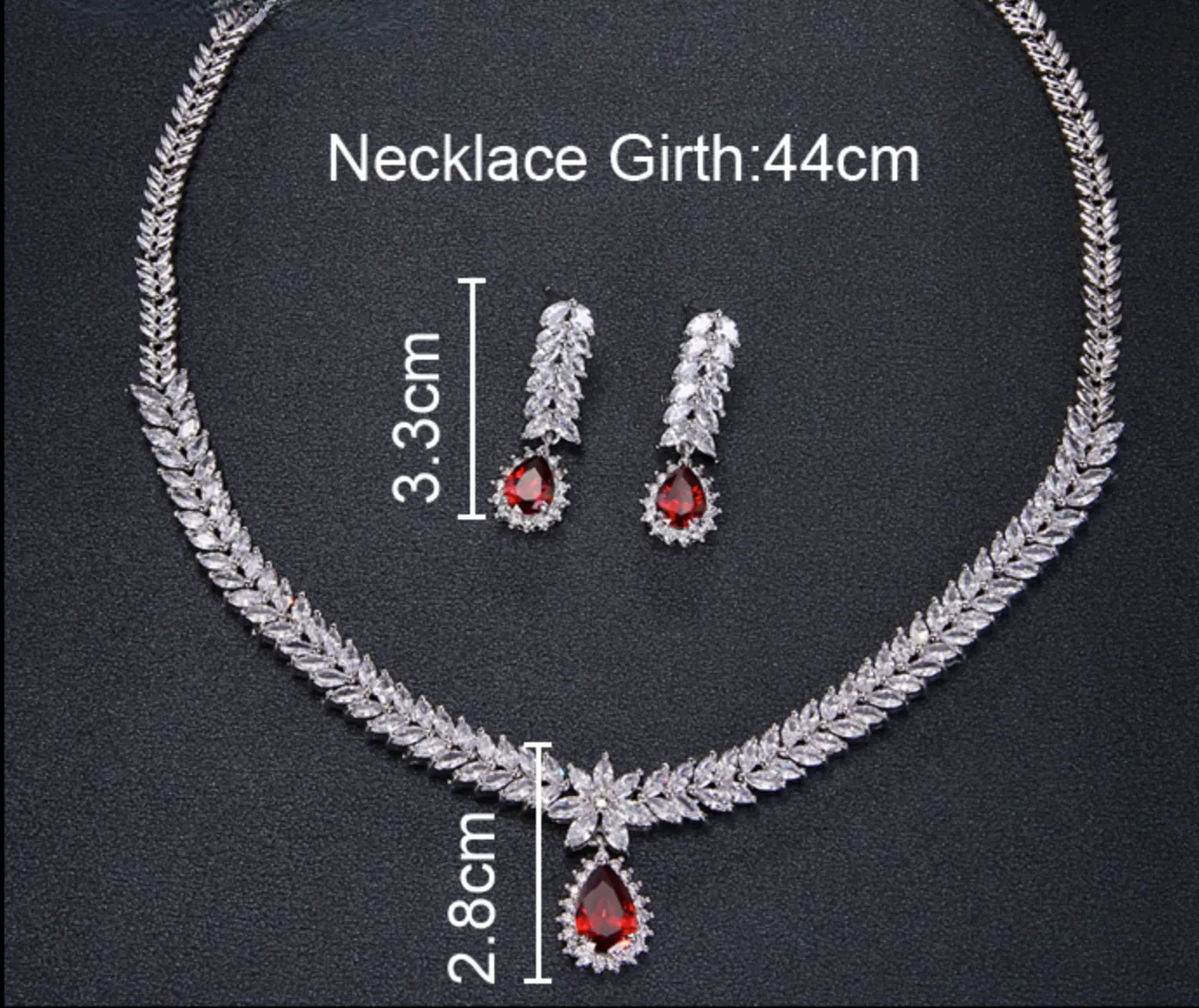 Luxury AAA Cubic Zircon 4 Colors Water Drop Wedding Earring Necklace Jewelry Sets