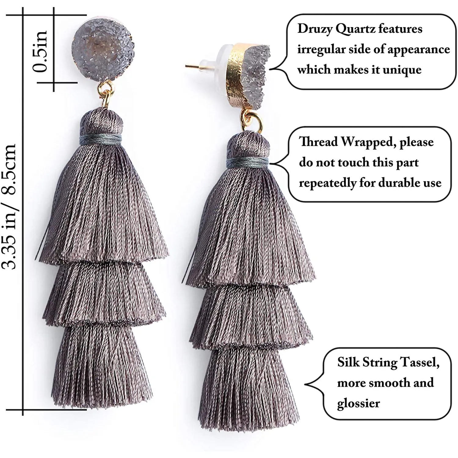 Me&Hz Colorful Layered Tassel Earrings