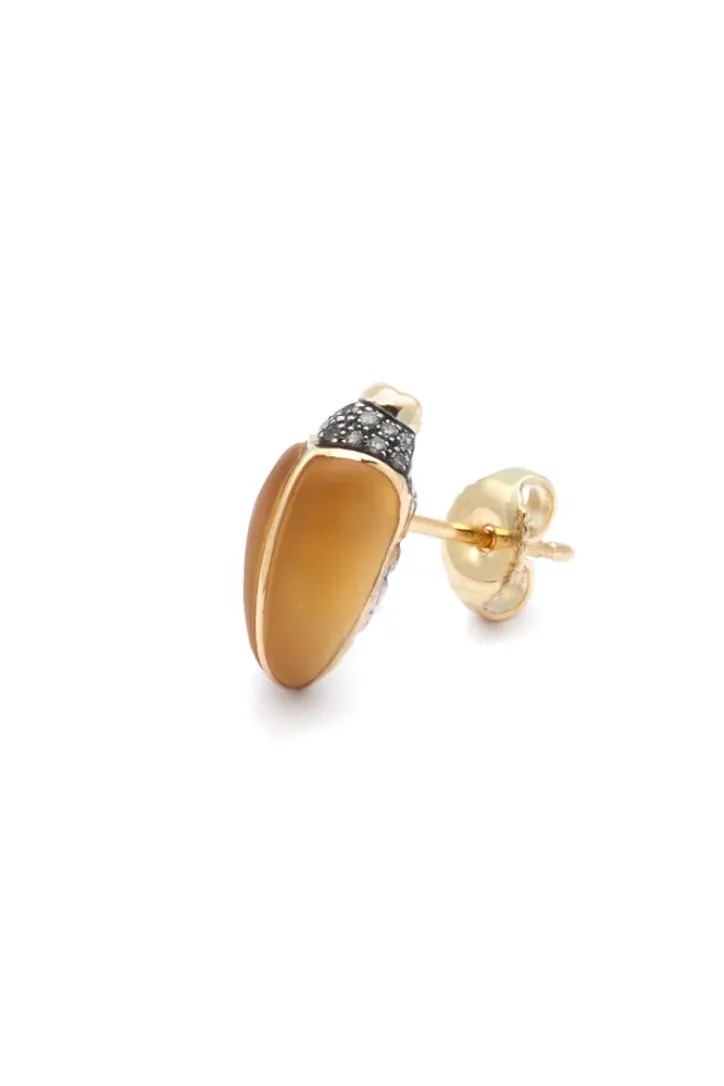 Mini Scarab Citrine Stud