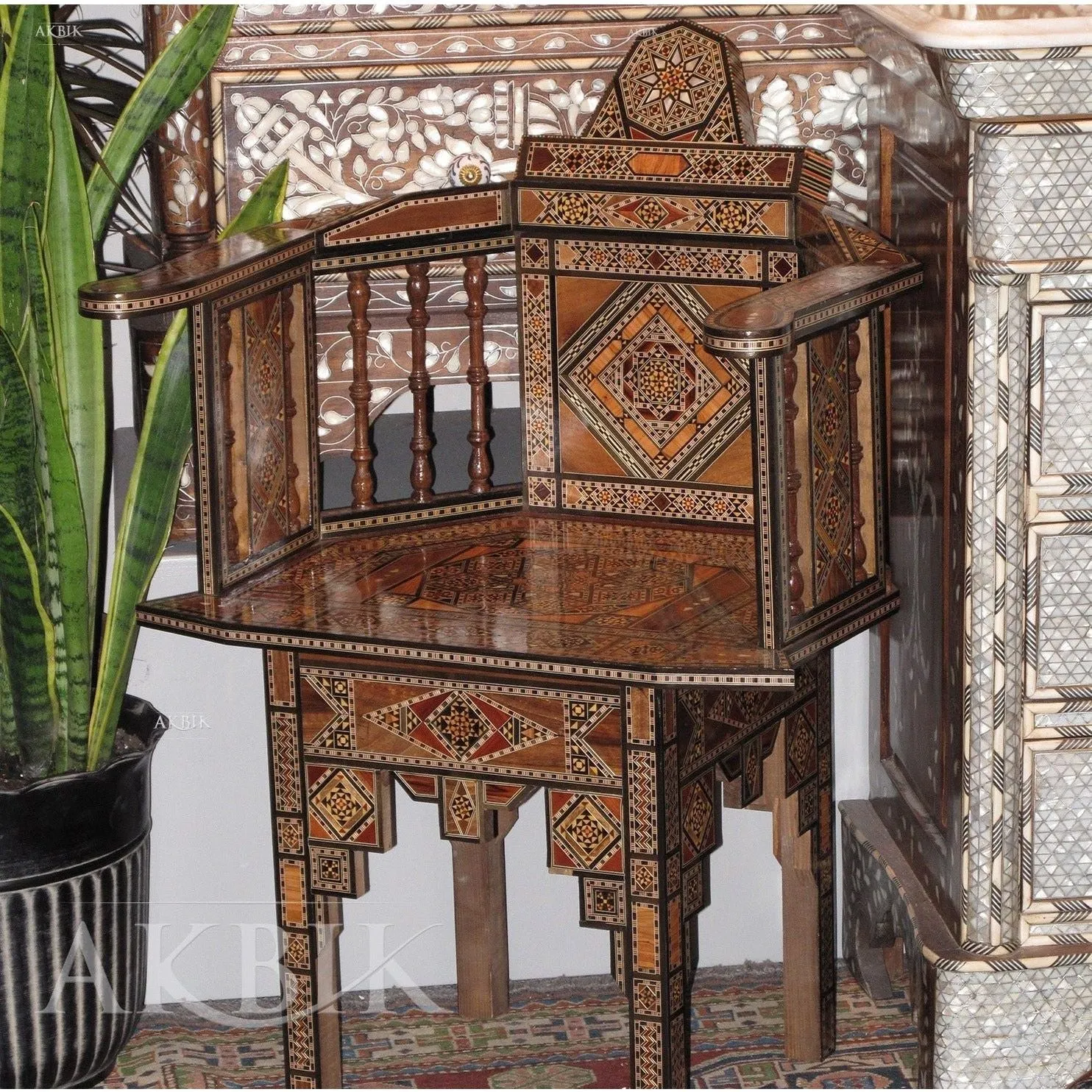 Mosaic Marquetry Levantine Armchair