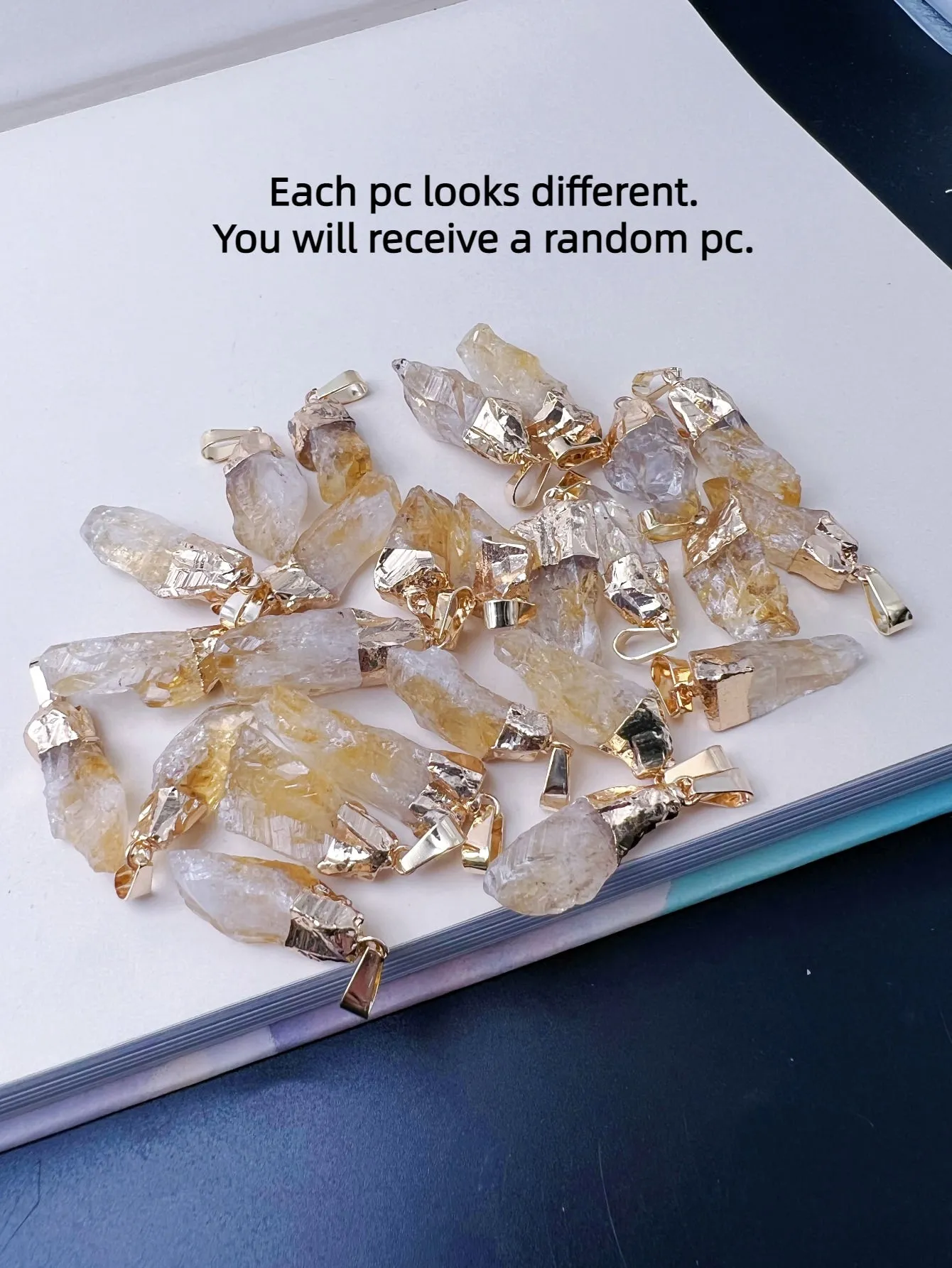 Natural Brazilian Citrine Stone Necklace Healing Crystal Pendant Spiritual Energy Best Friend Gift 1pc