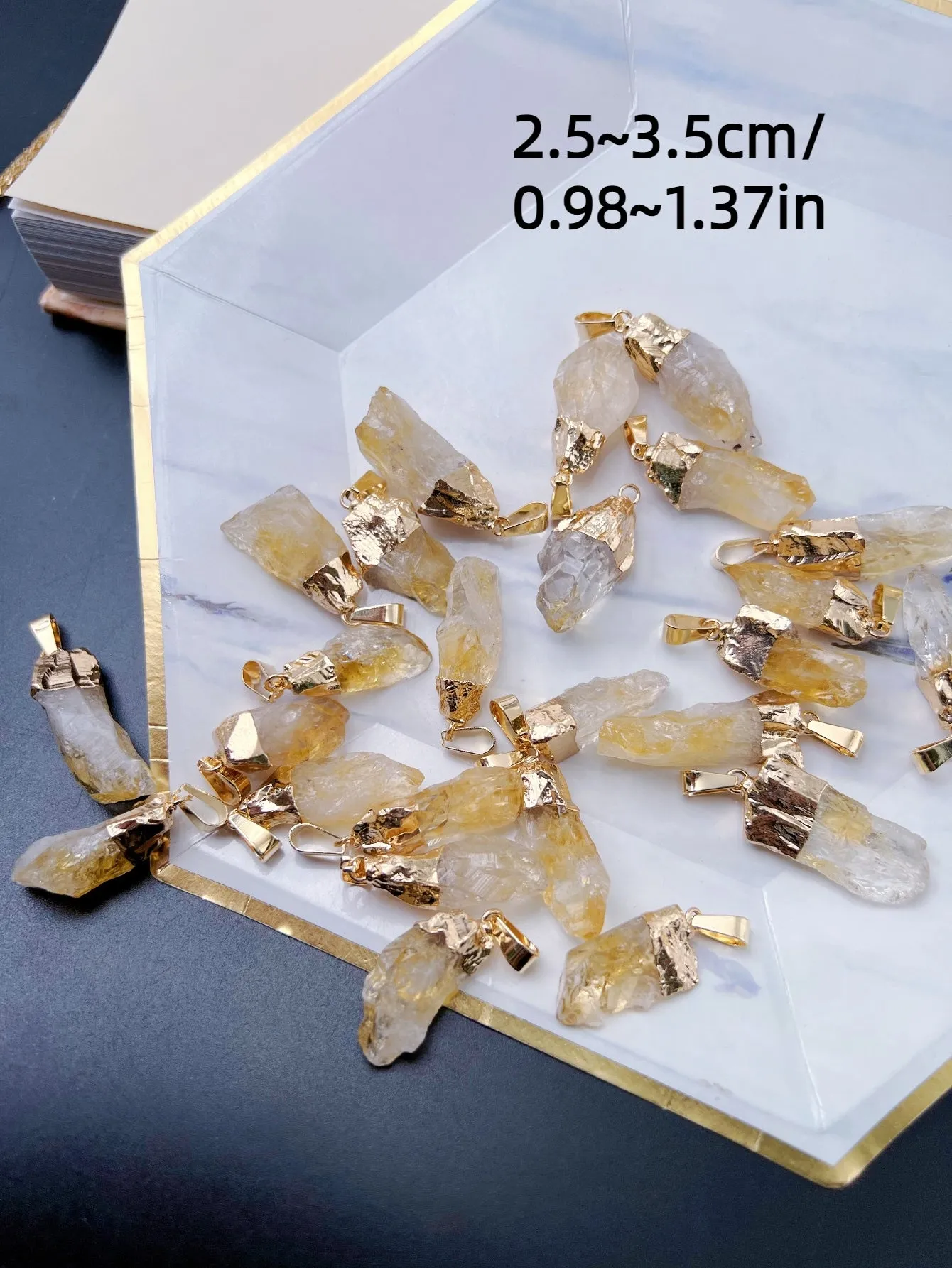 Natural Brazilian Citrine Stone Necklace Healing Crystal Pendant Spiritual Energy Best Friend Gift 1pc