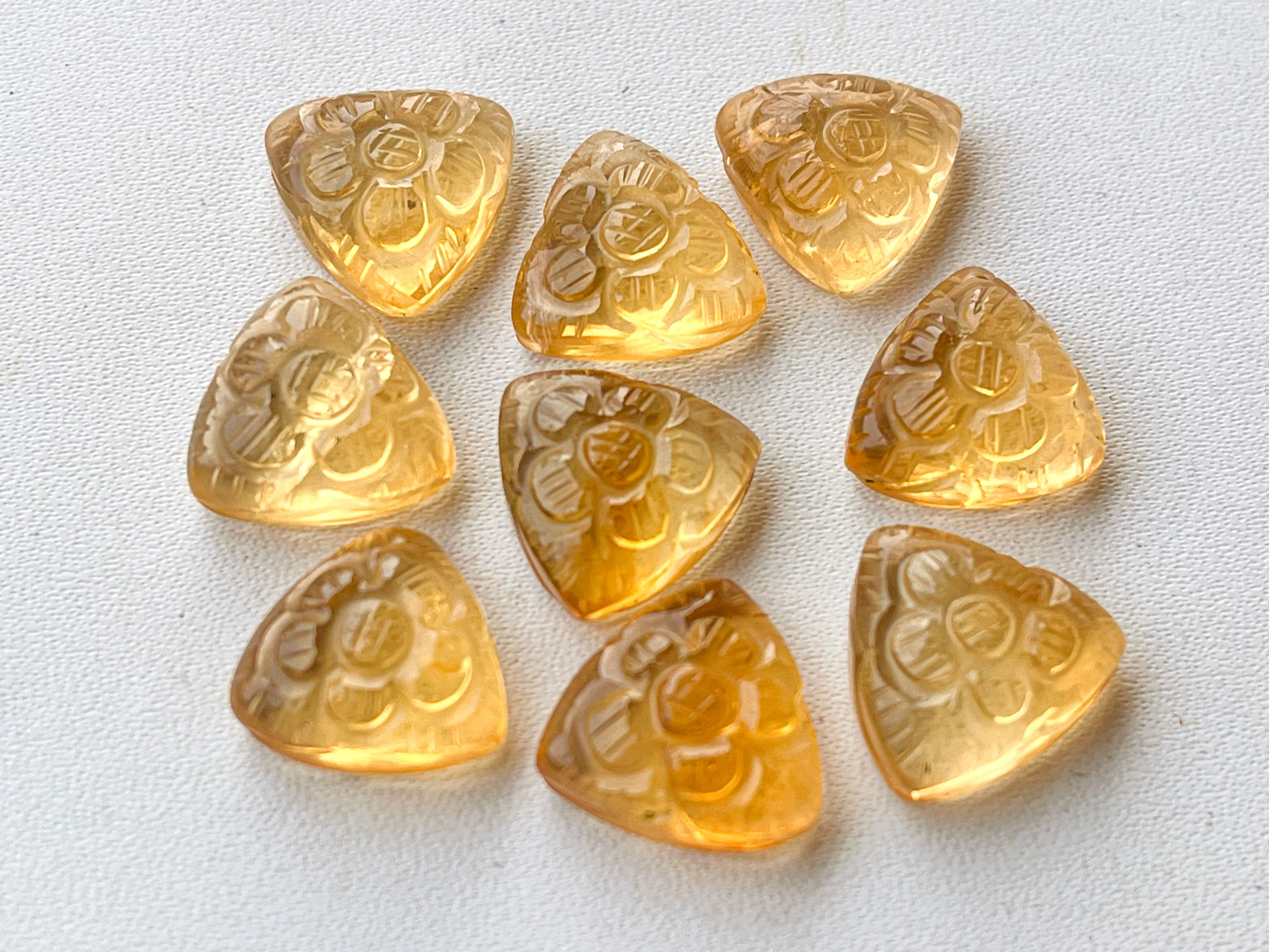 Natural Citrine flower carved Mix shape Cabs