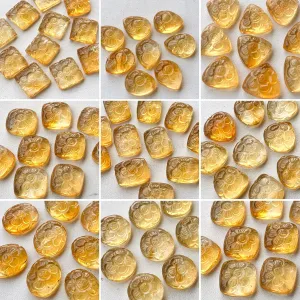 Natural Citrine flower carved Mix shape Cabs