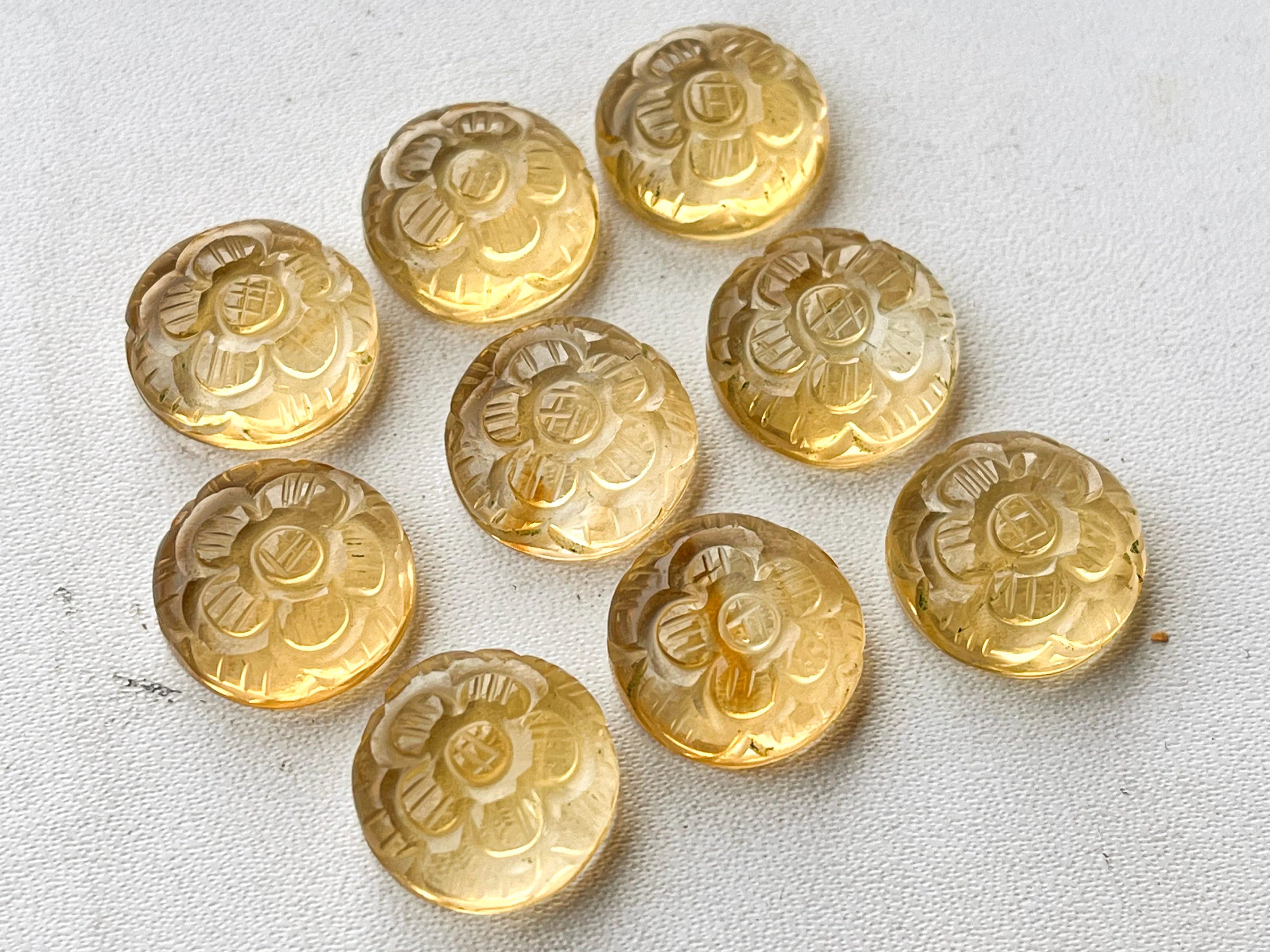 Natural Citrine flower carved Mix shape Cabs