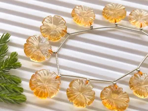 Natural Citrine flower carving beads
