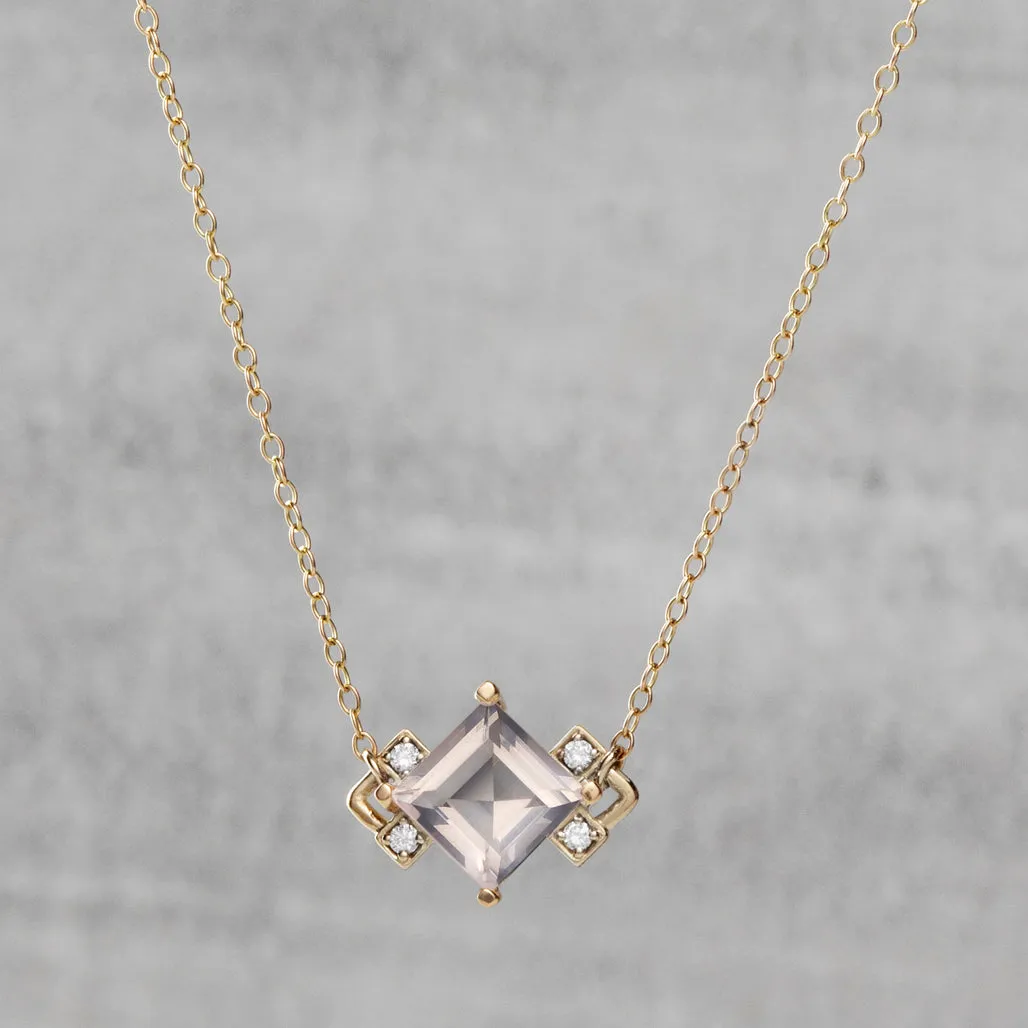 Nucleus Necklace - Rose quartz & diamonds