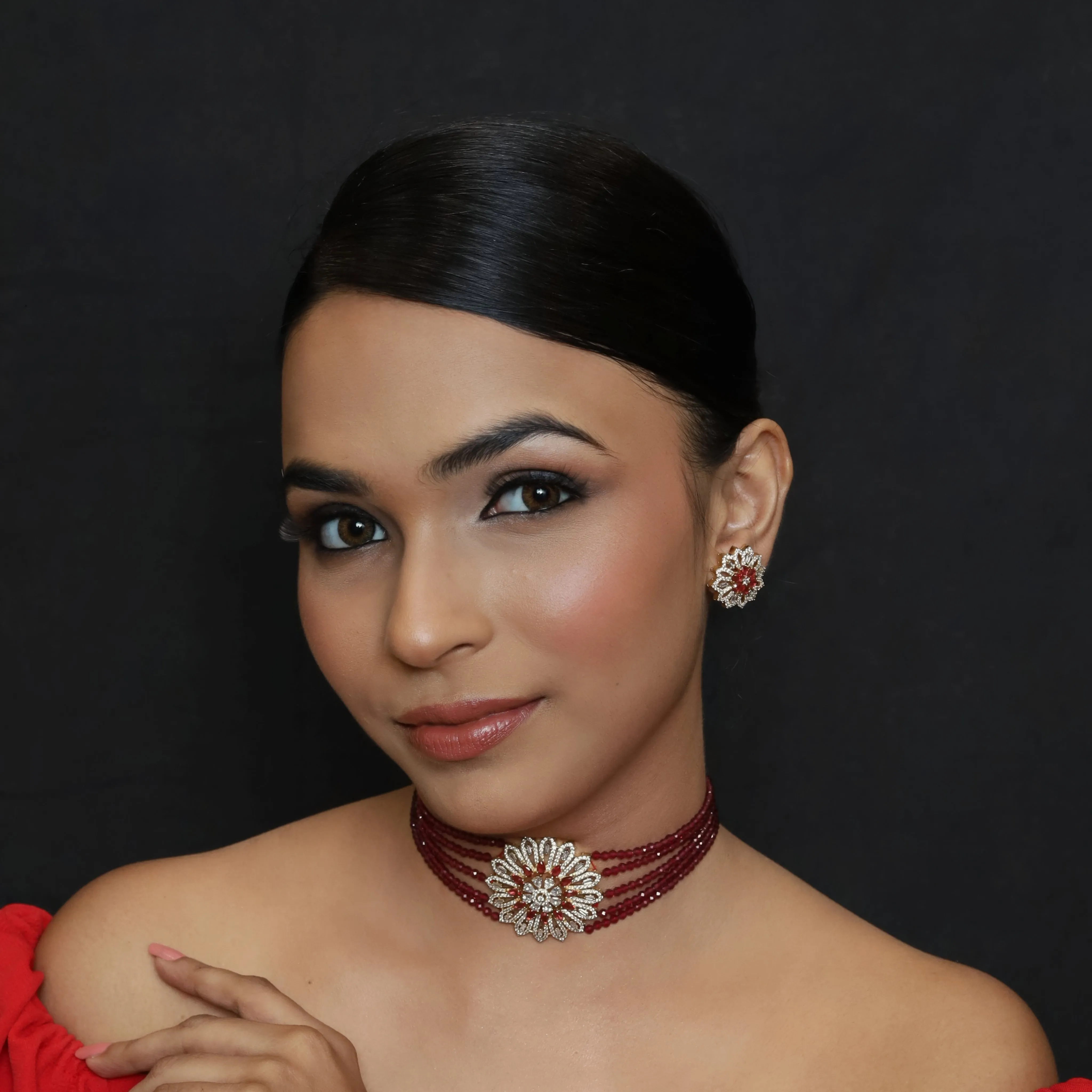 Pearl Zircon/AD Choker Set 19358-6540