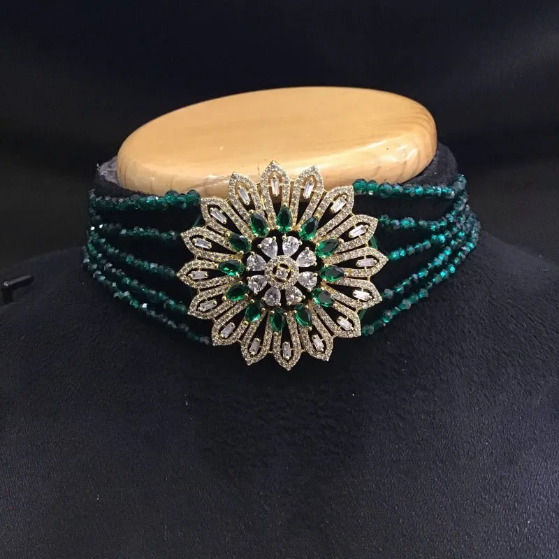 Pearl Zircon/AD Choker Set 19358-6540