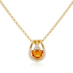 PENDULUM Necklace (1321) - Yellow Citrine / YG