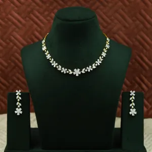 Round Neck Zircon/AD Necklace Set 12974-34