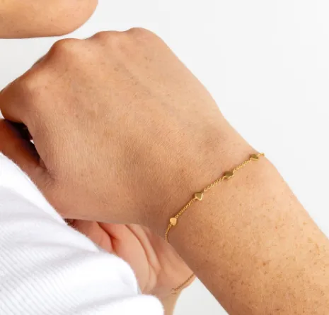 Silver Heart Station Bracelet