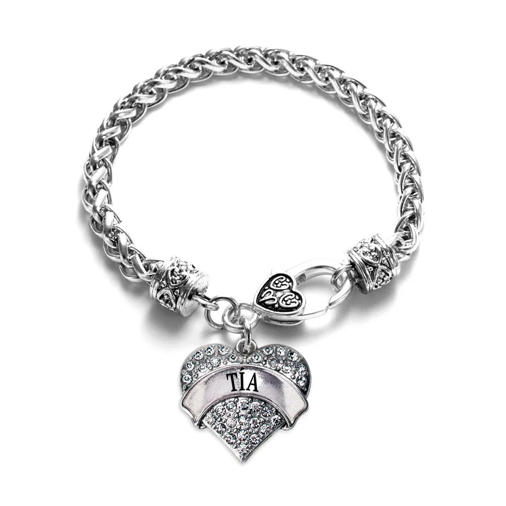 Silver Tía Pave Heart Charm Braided Bracelet