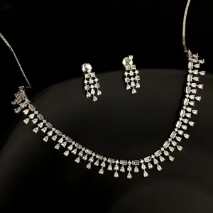 Silver Zircon/AD Necklace Set 13119-9894