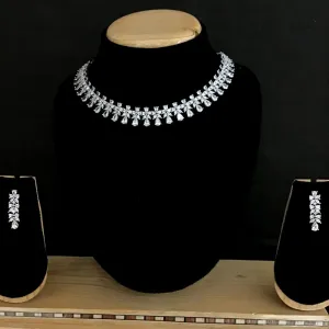 Silver Zircon/AD Necklace Set 13170-9987