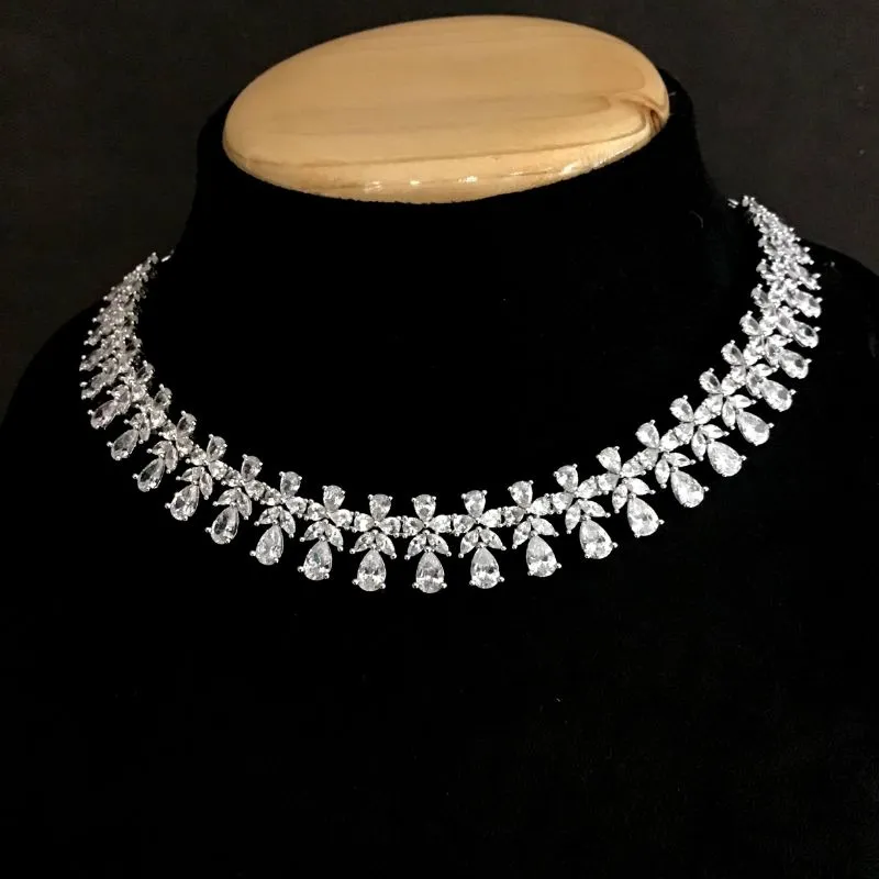 Silver Zircon/AD Necklace Set 13170-9987