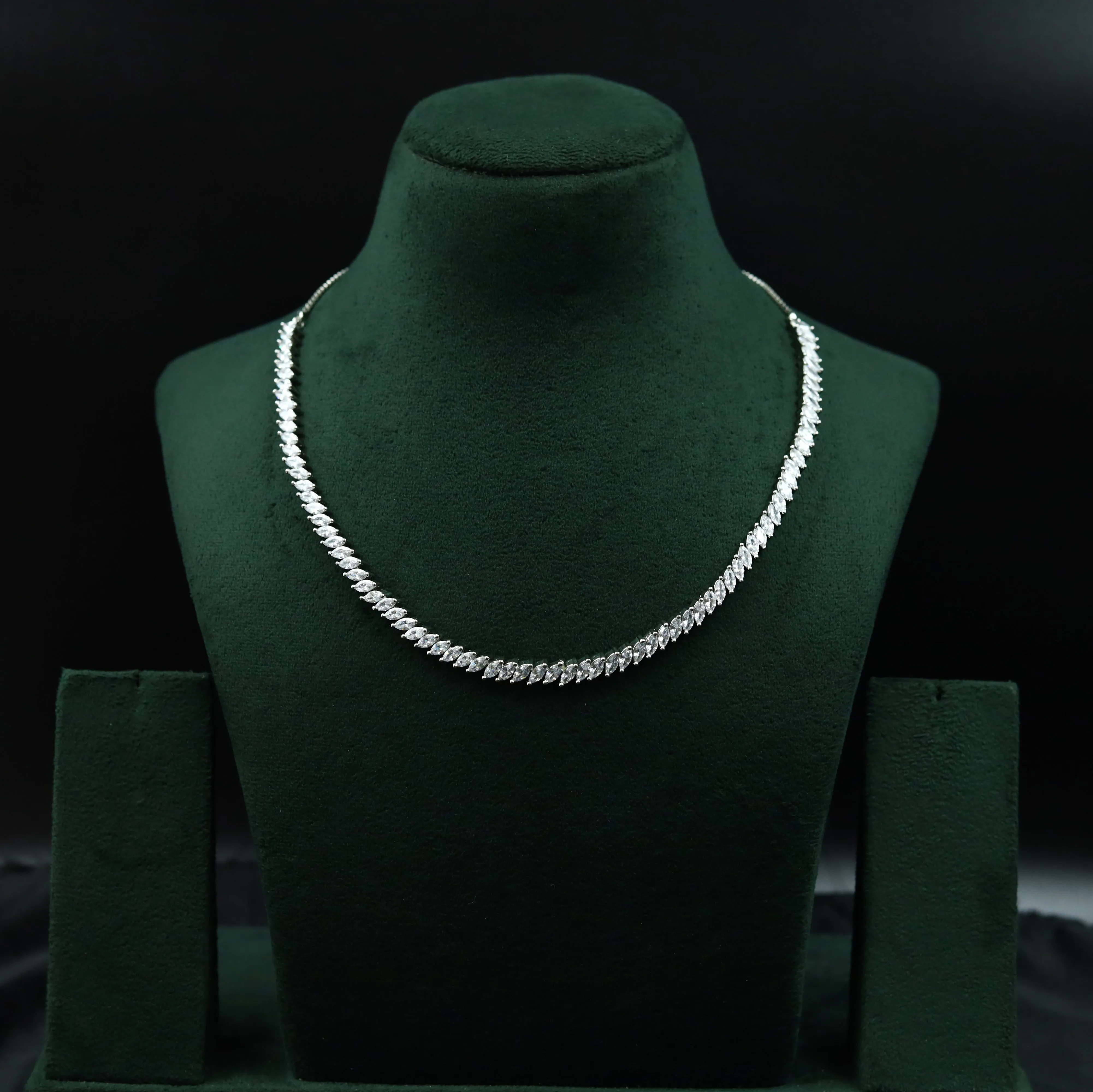 Silver Zircon/AD Necklace Set 15193-2340