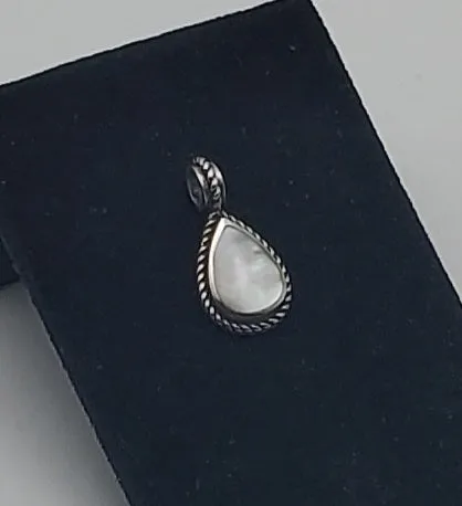Vintage Mother-of-Pearl Sterling Silver Teardrop Pendant