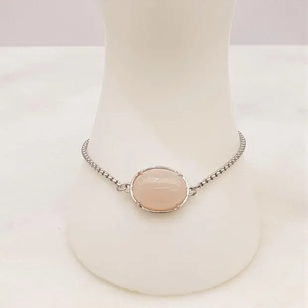 White Chalcedony Jeweled Slider Bracelet