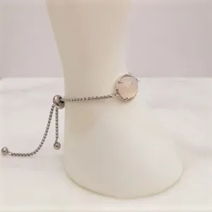 White Chalcedony Jeweled Slider Bracelet