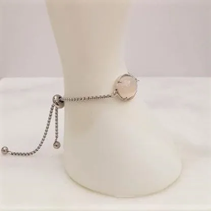 White Chalcedony Jeweled Slider Bracelet